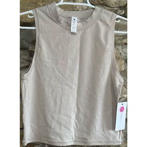Women’s NWT Yogalicious Tan Airlite Melissa Crop Tank Top Size XL